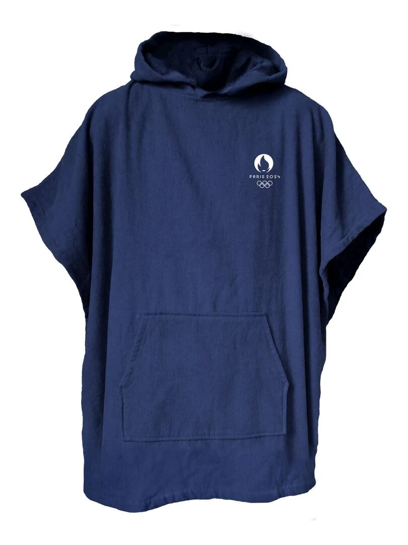 Poncho de bain Enfant 100% Coton PARIS 2024 JEUX OLYMPIQUES LOGO Bleu marine