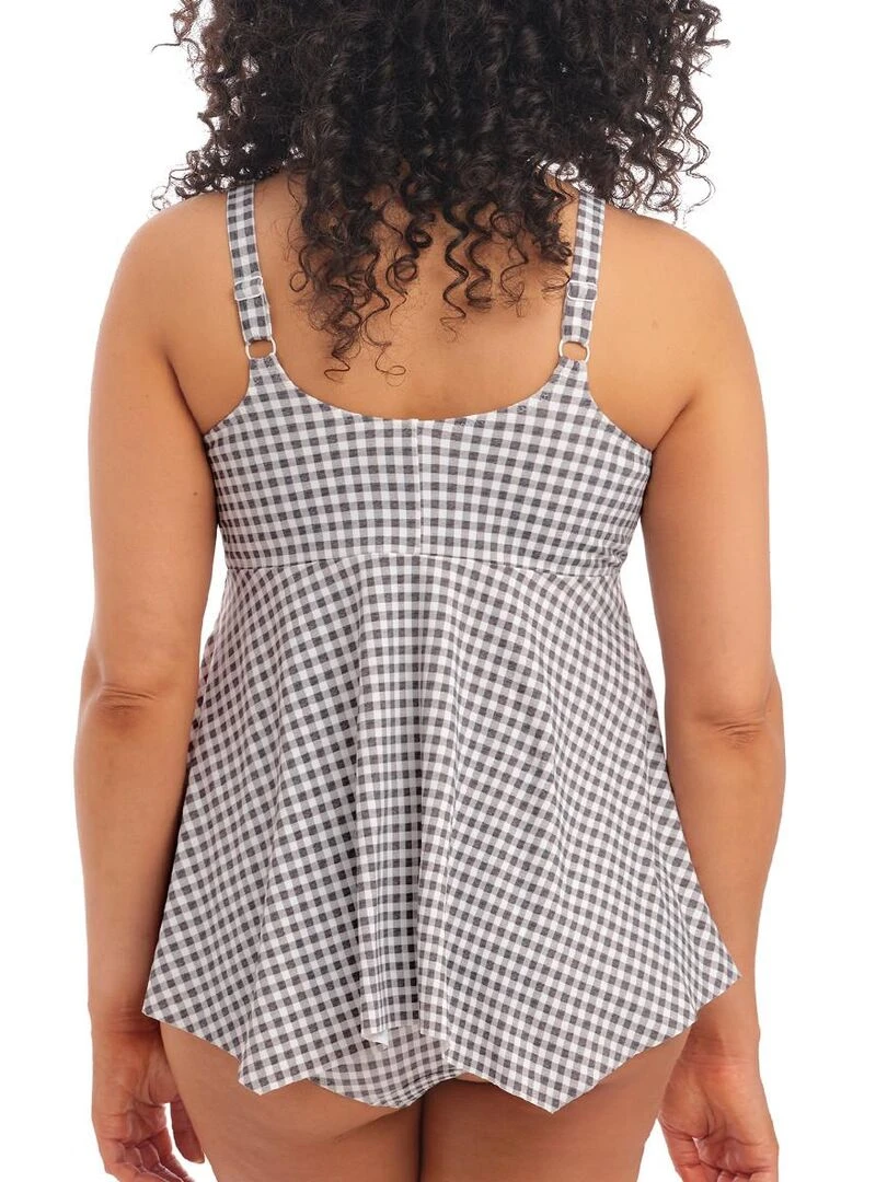 Haut de maillot tankini grande taille Checkmate   Gris