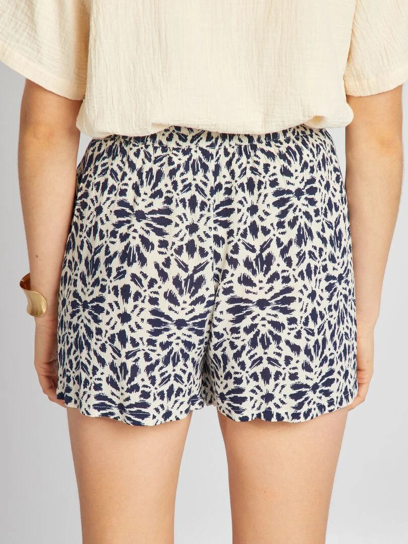 Short élastique en crêpe   Bleu
