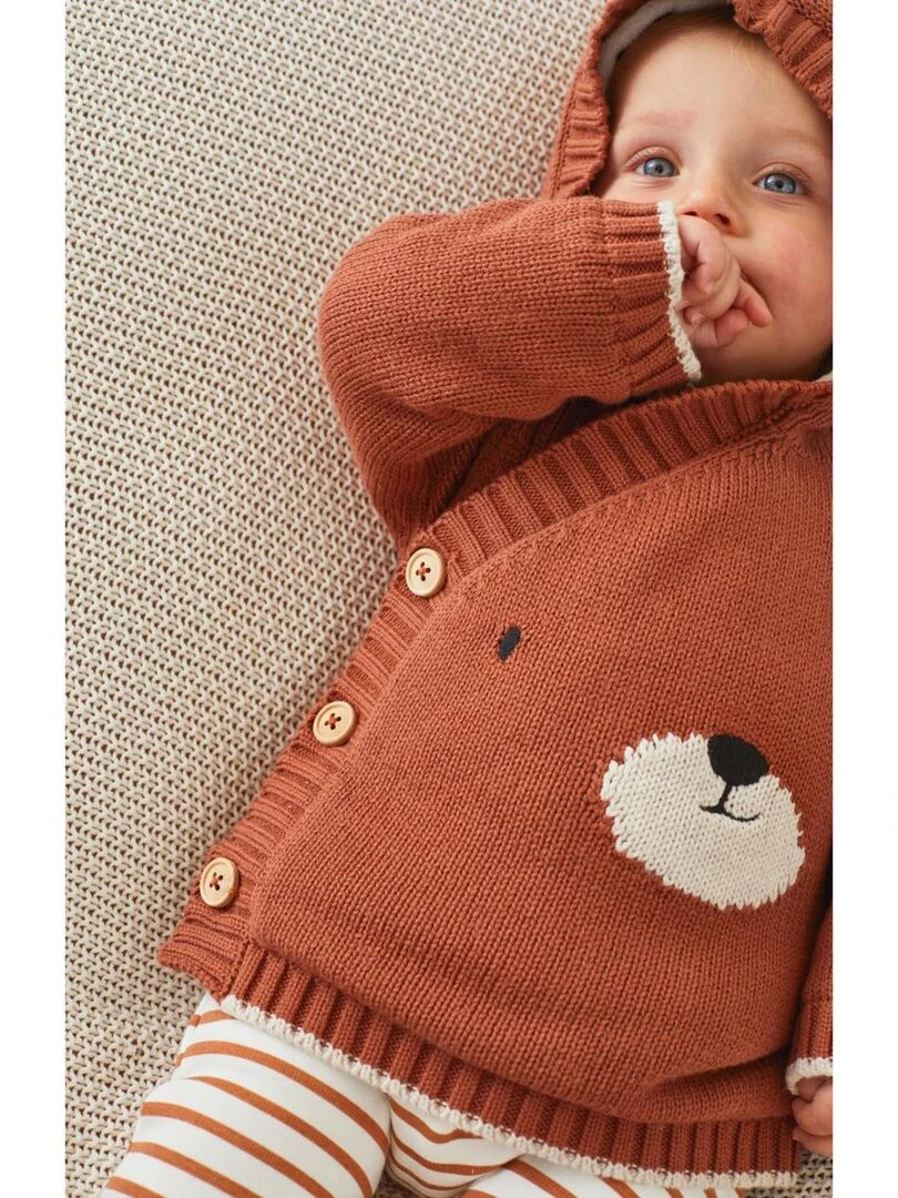 Mantelet ourson en tricot  caramel   Noukie's   Marron