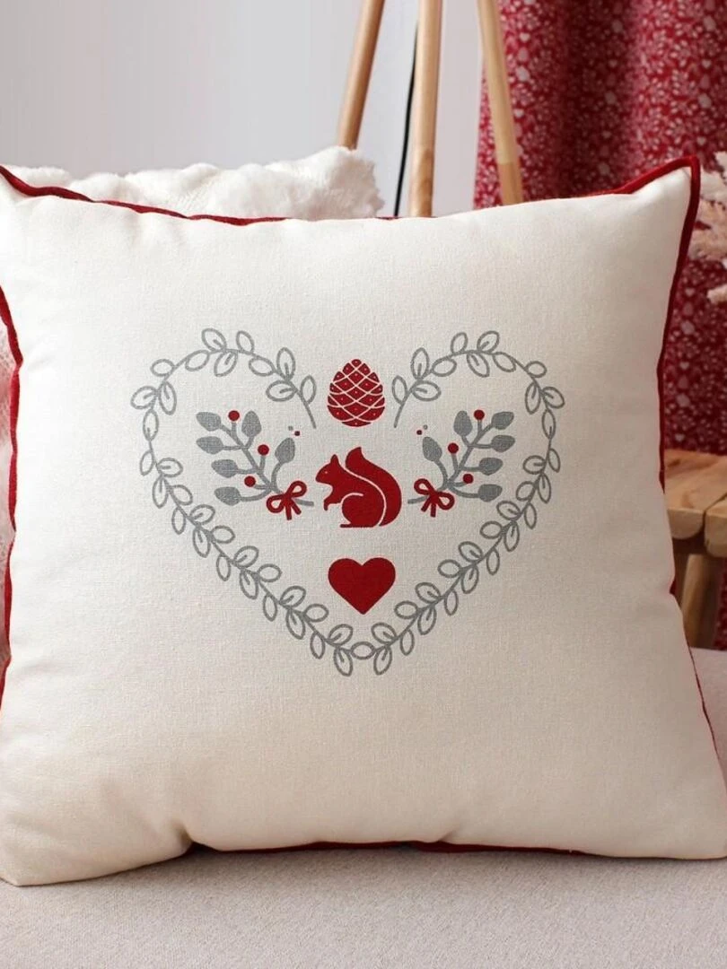 Coussin déhoussable 40x40 cm Karellis coton   Rouge