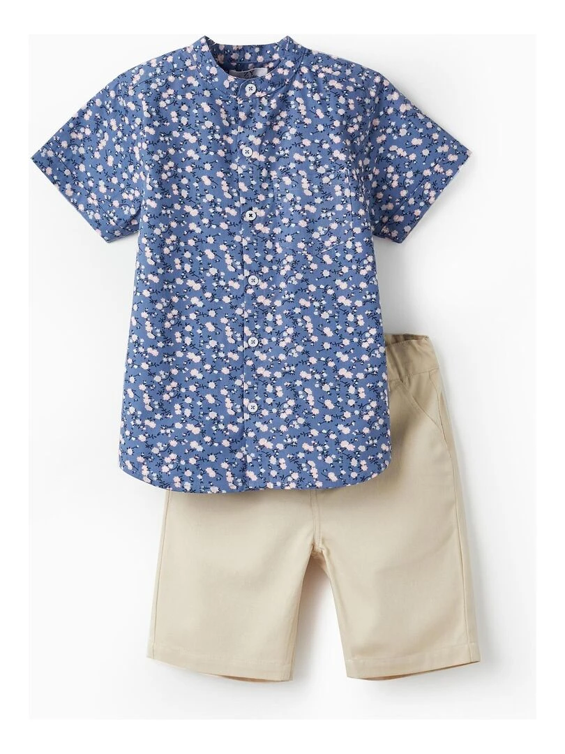 Chemise à manches courtes + Short midi pour garçon LETS PARTY Bleu