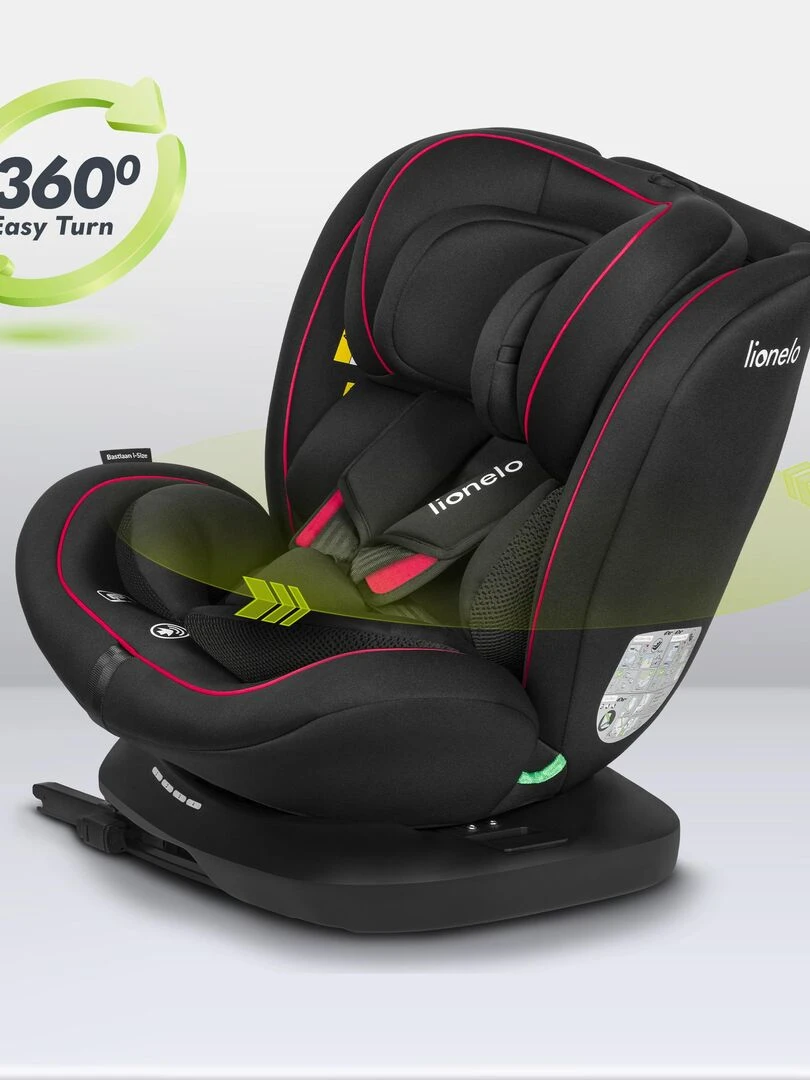 Siège auto bébé évolutif LIONELO Bastiaan i Size   Groupe 0/1/2/3   360° ISOFIX   Noir   Noir Rouge