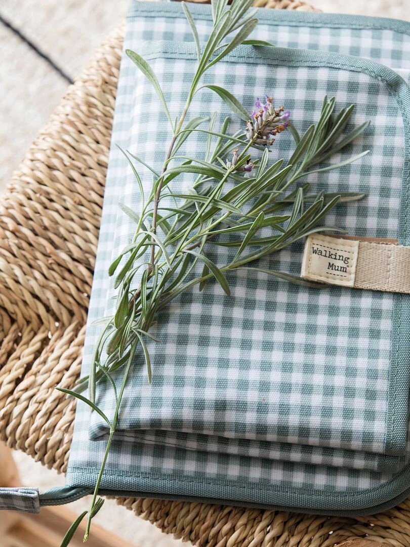 Tapis à langer I love vichy vert   Rose