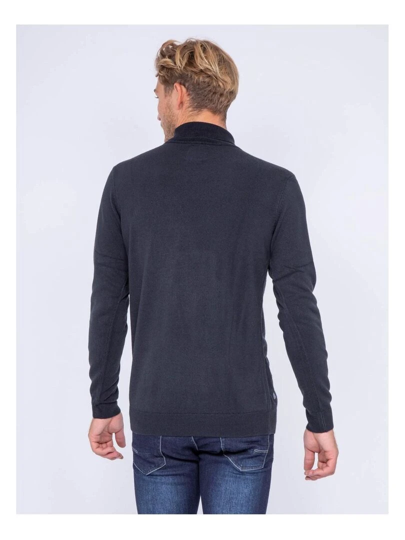 Pull col roulé aspect cachemire LOVOU Bleu marine