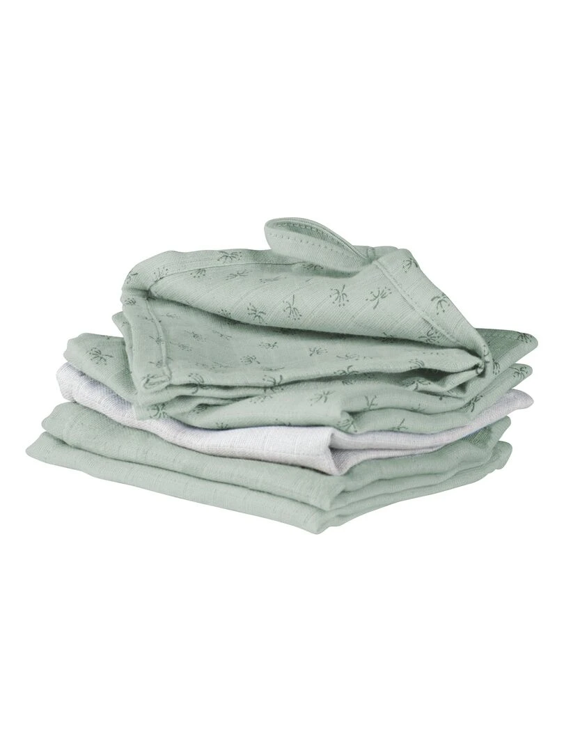 Lot de 5 Gants de Toilette "Lil Planet" Coton Bio Oekotex 'ROBA' Gris Vert clair