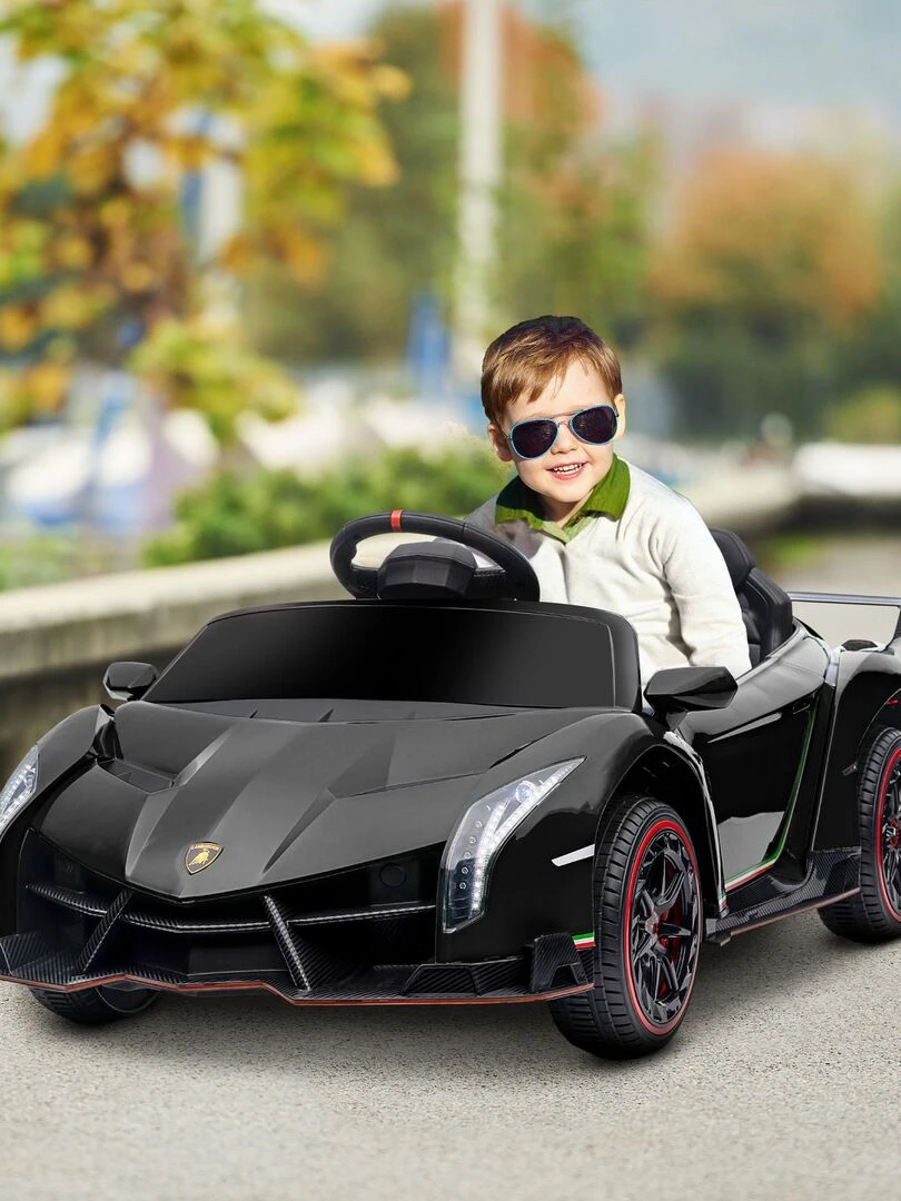 Voiture électrique enfant licence Lamborghini Veneno avec télécommande   Noir