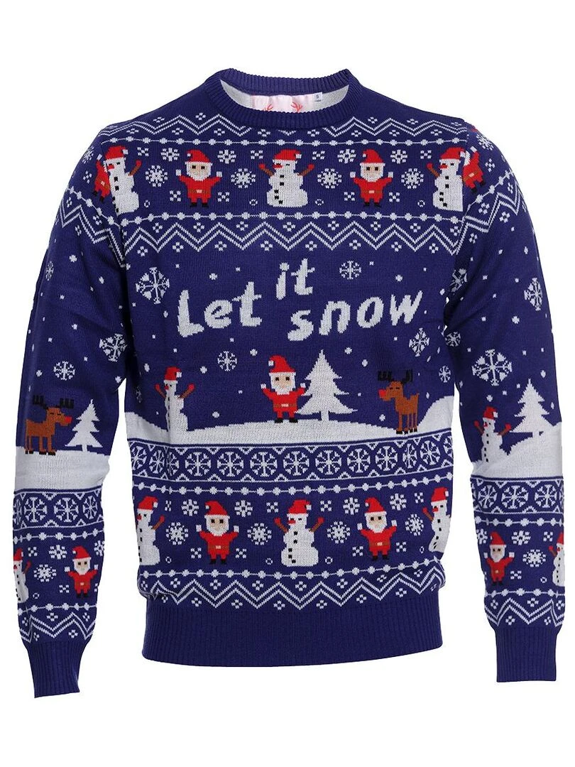 Pull de Noël "Bataille de neige" Bleu