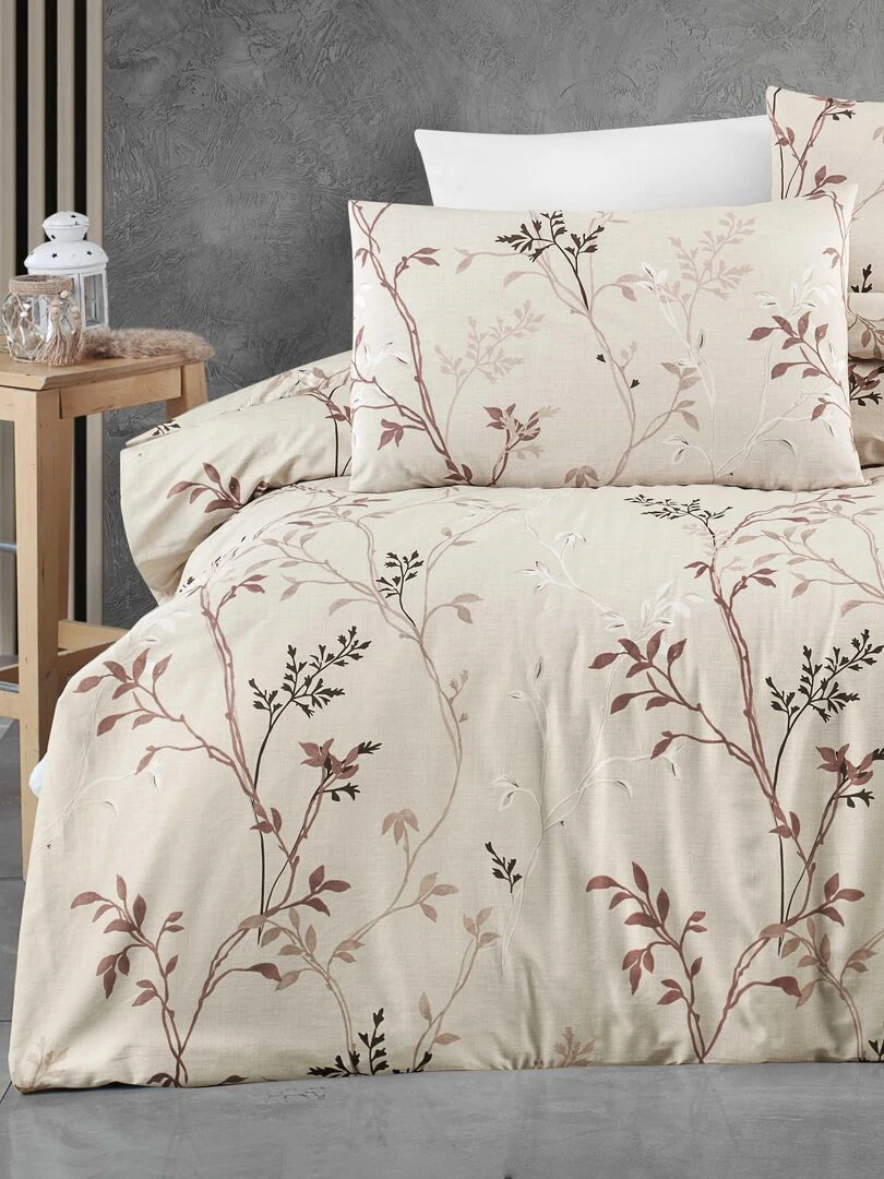 Parure housse de couette et taie d'oreiller   Beige