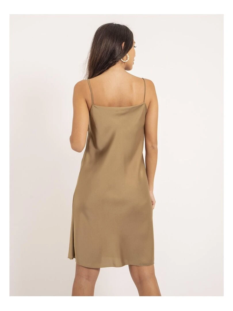 Robe courte satin IDALIA Marron caramel