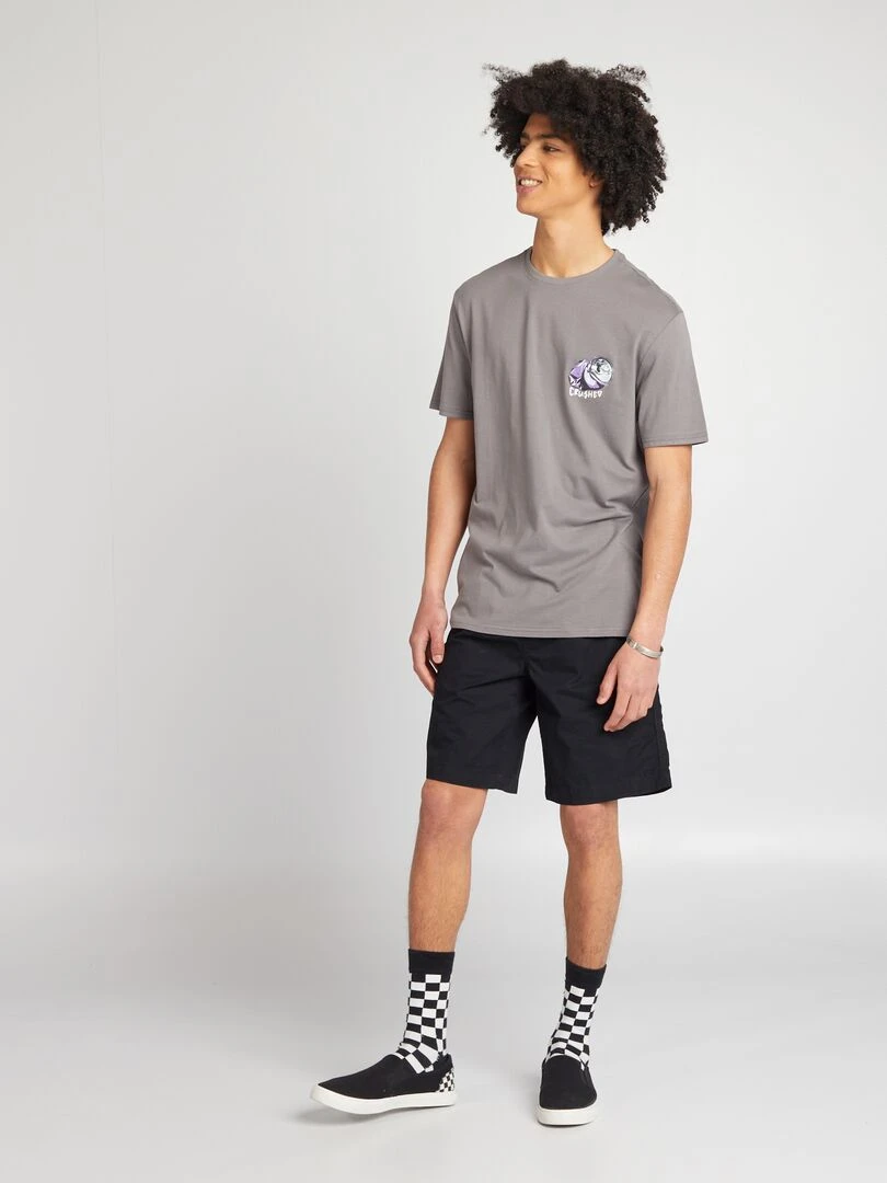 Short droit à taille élastiquée noir