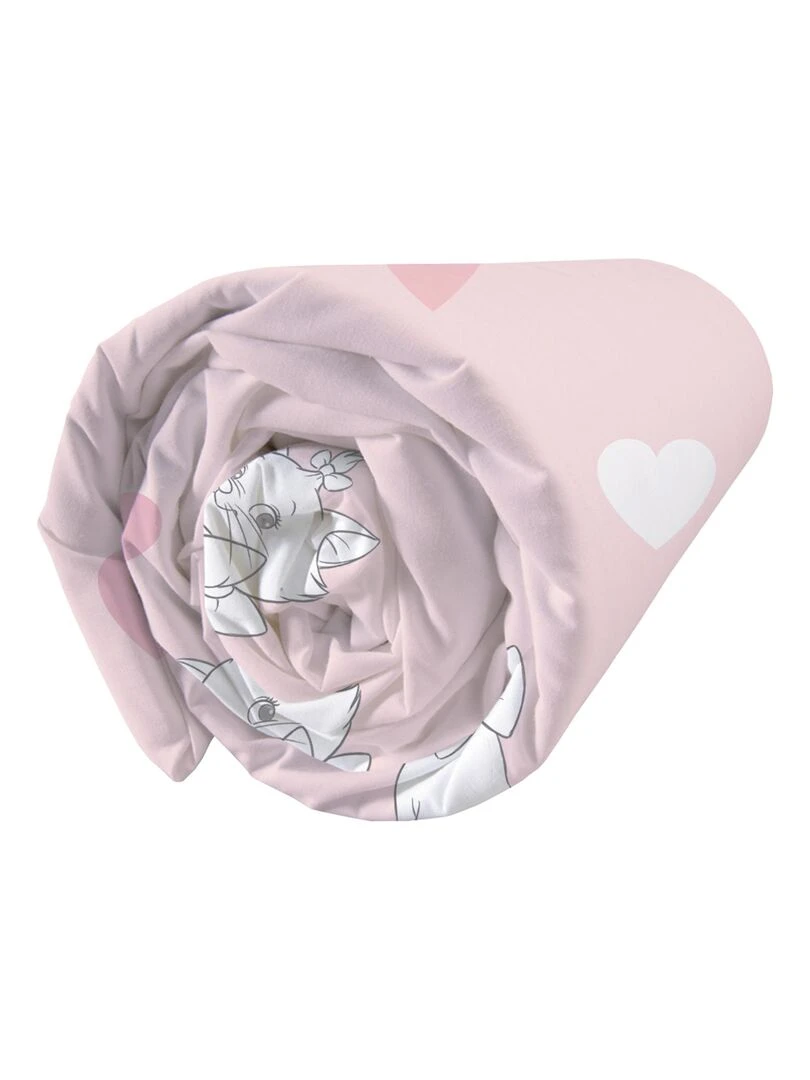 Drap housse imprimé 100% coton  DISNEY HOME LES ARISTOCHATS LOVE   Rose