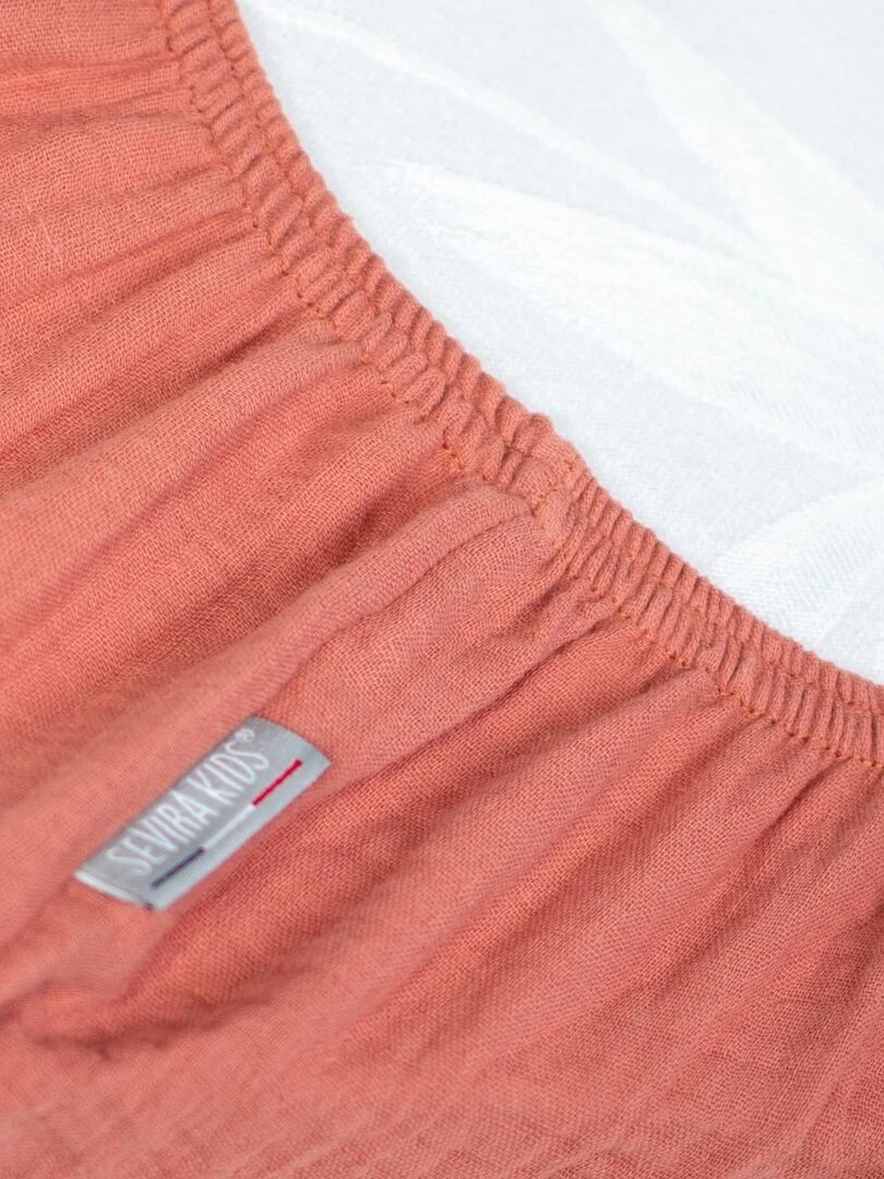 Drap housse uni en gaze de coton Marron