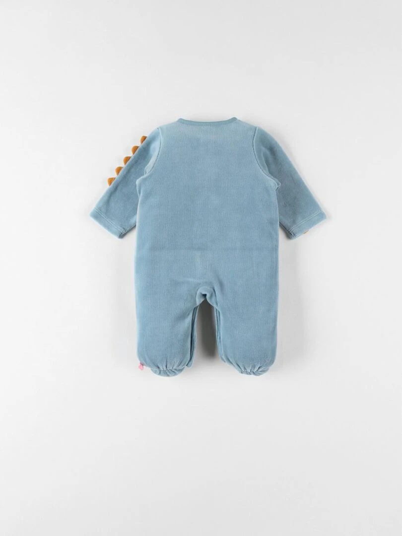 Pyjama 1 pièce dino en velours moyen Noukie's Bleu
