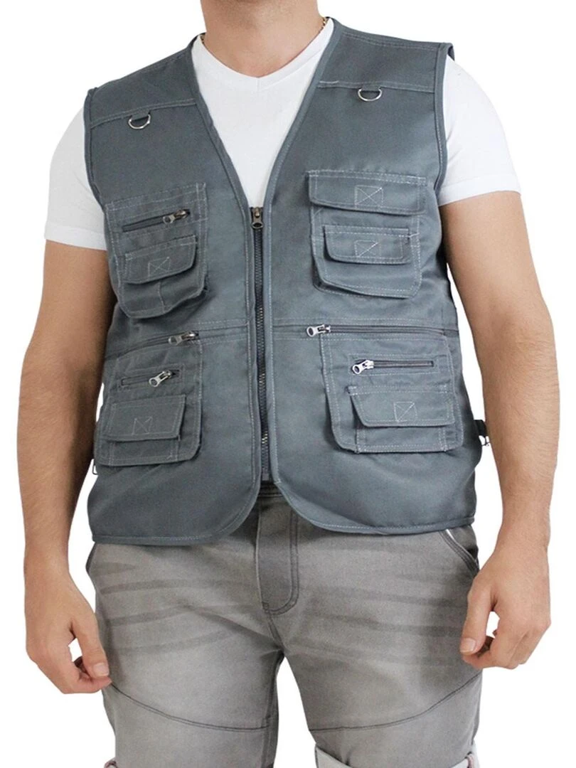 Gilet de pêche Kebello Gris
