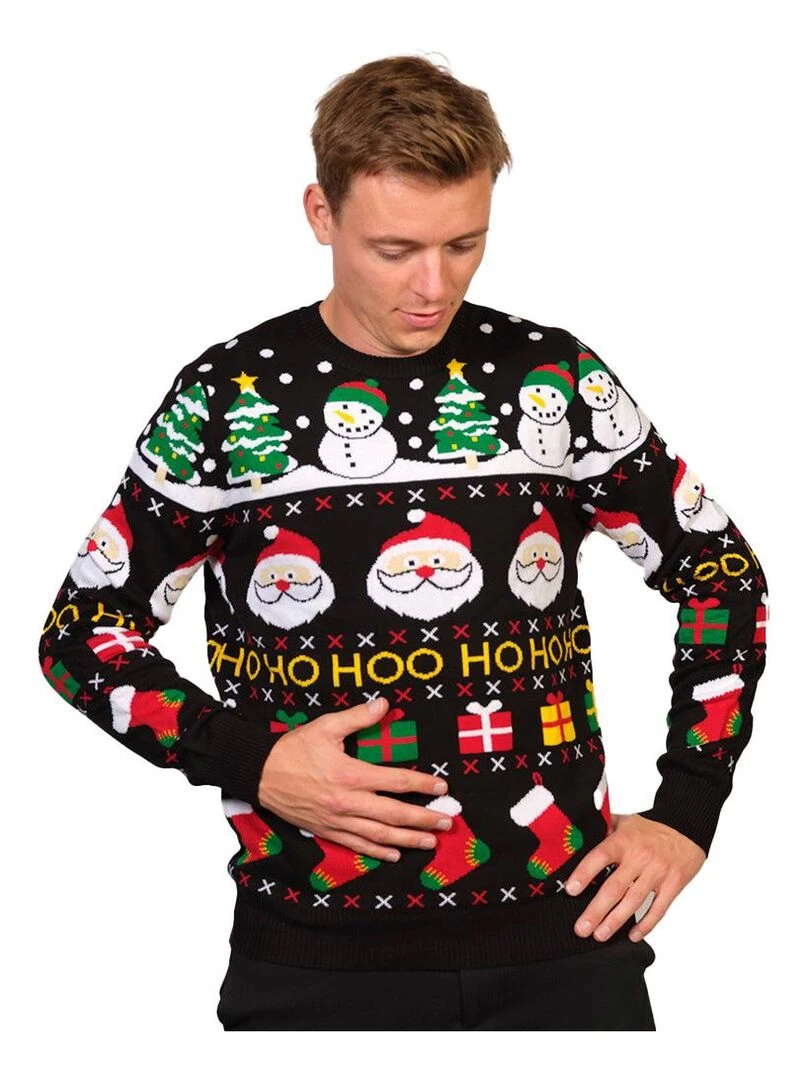 Pull de Noël "Ho HOO Ho"   100% coton BIO   Noir