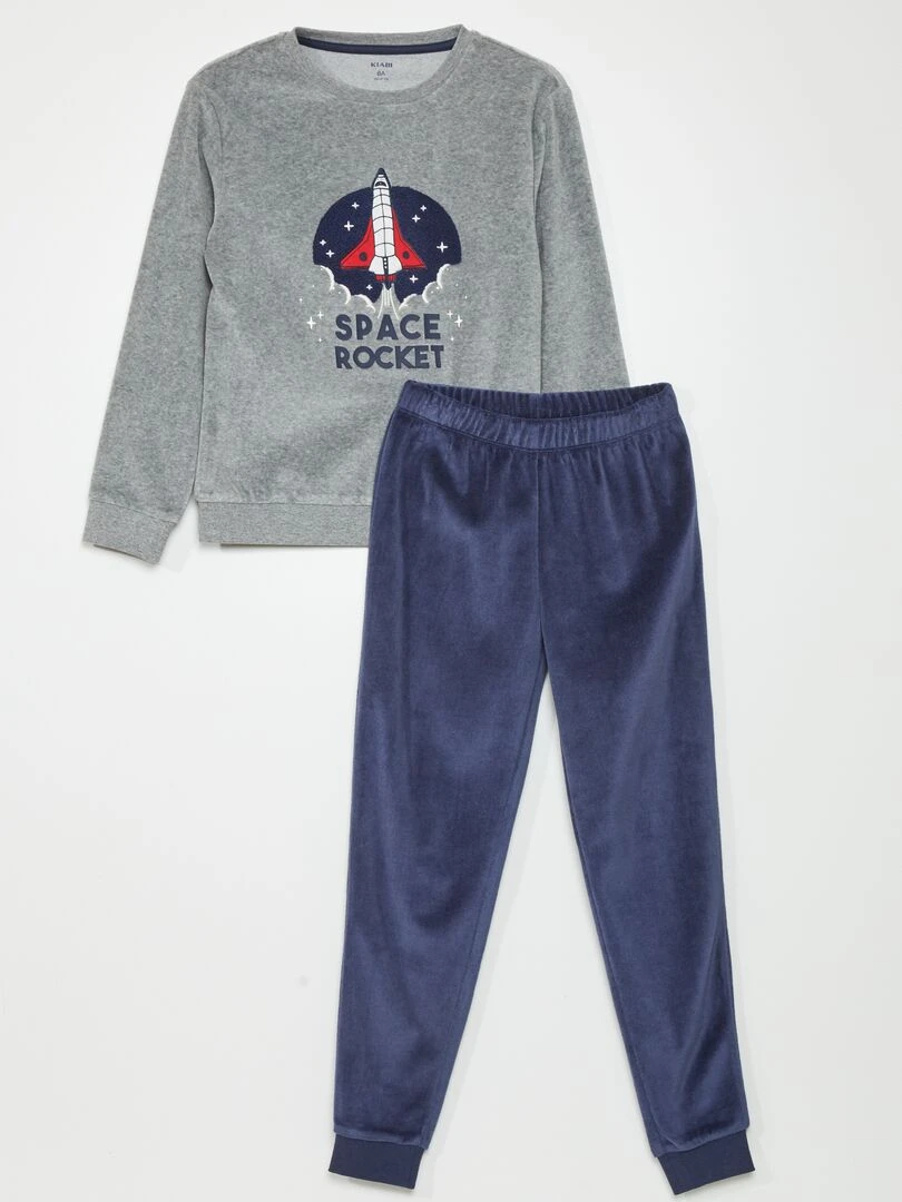 Pyjama le velours 2 pièces Gris