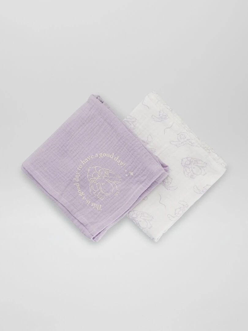 Lot de 2 langes 'Stitch' Violet/blanc