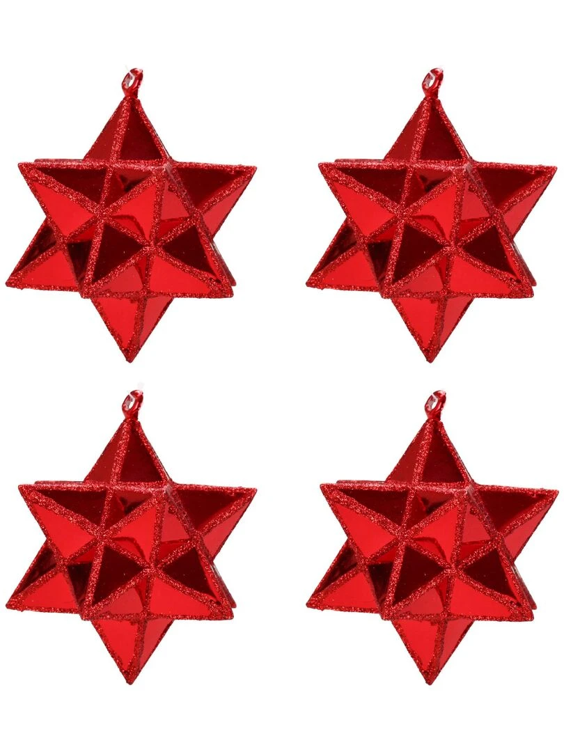 Set de 4 etoiles de noel Rouge