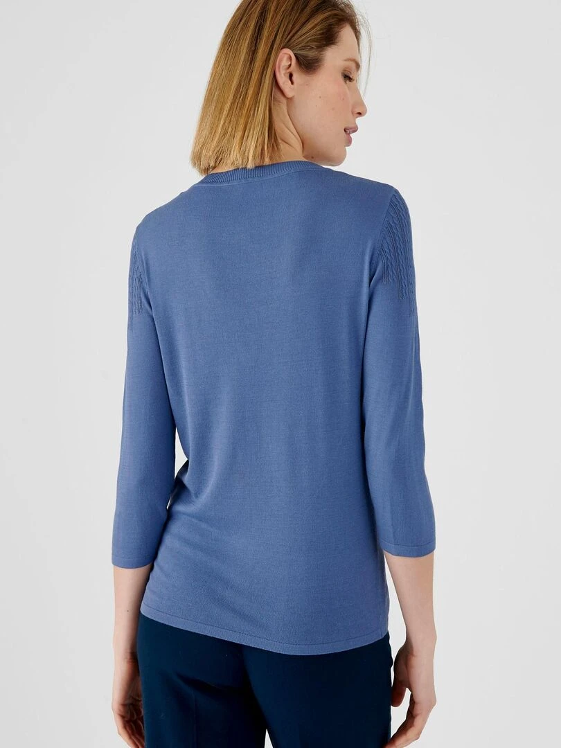 Pull fin manches 3/4   Damart   Bleu gris
