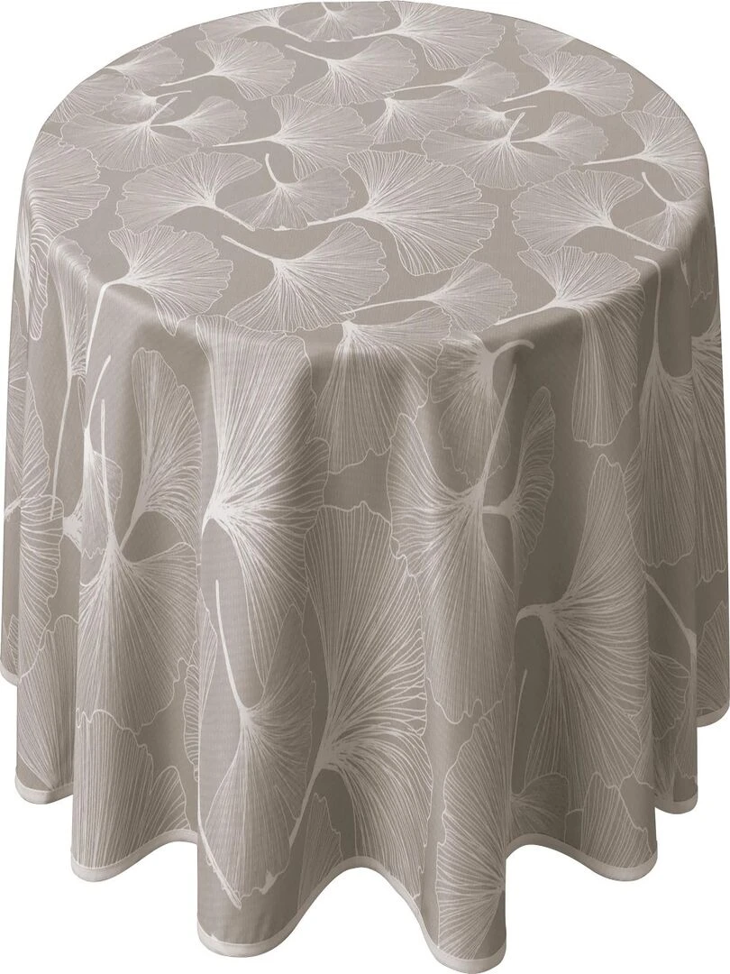 Nappe Anti taches Biloba ficelle Ronde 160 cm Beige