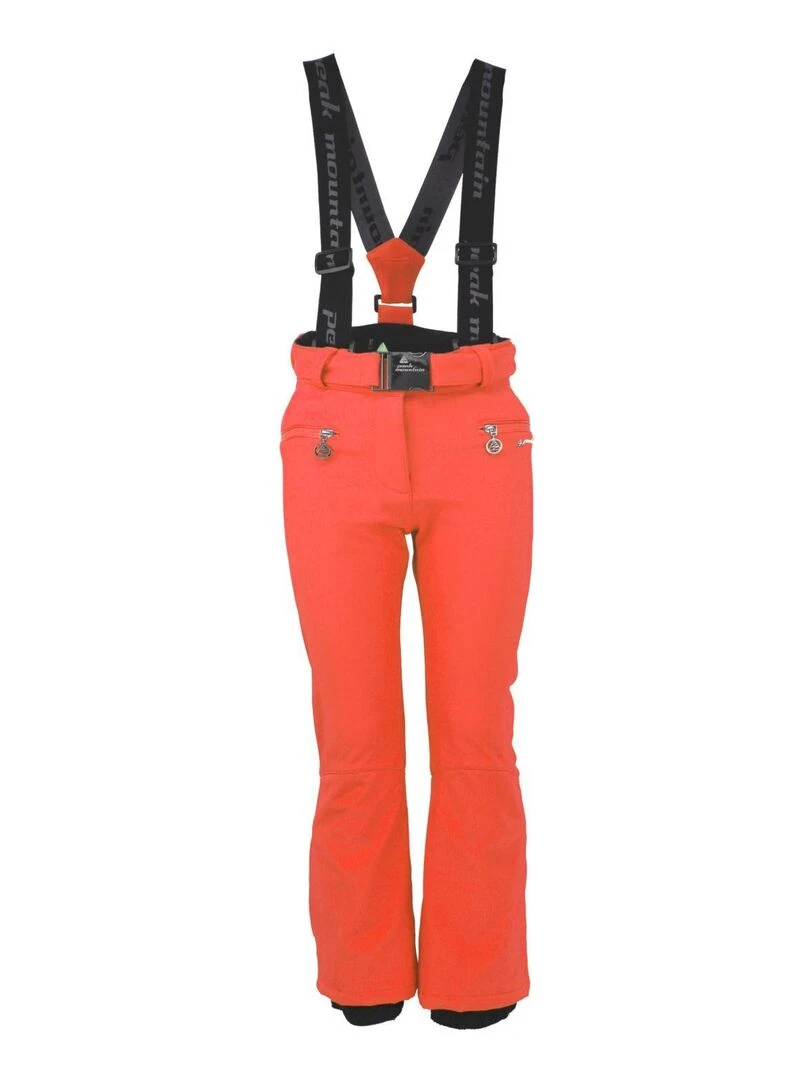 Pantalon de ski softshell fille FAFUZZA PEAK MOUNTAIN Orange corail