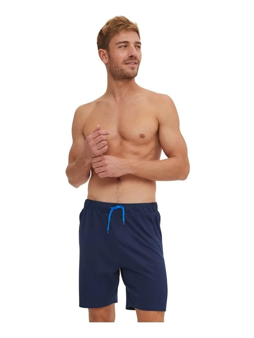 Ensemble Pyjama court Tshirt col V homme en coton Serge Blanco   Bleu