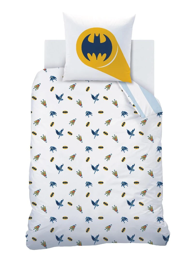 Parure de lit imprimée 100% coton  BATMAN TEAM   Bleu