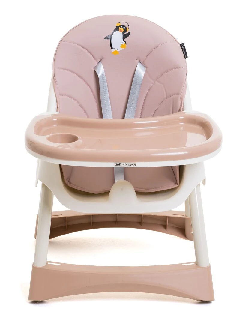 Chaise Haute Bébé Evolutive  dès 6 mois jusqu’à 20kg  Disco Pinguin   hauteur réglable   rose   Rose
