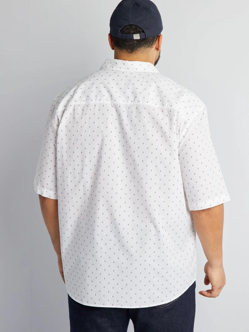 Chemise manches courtes à motif   Blanc