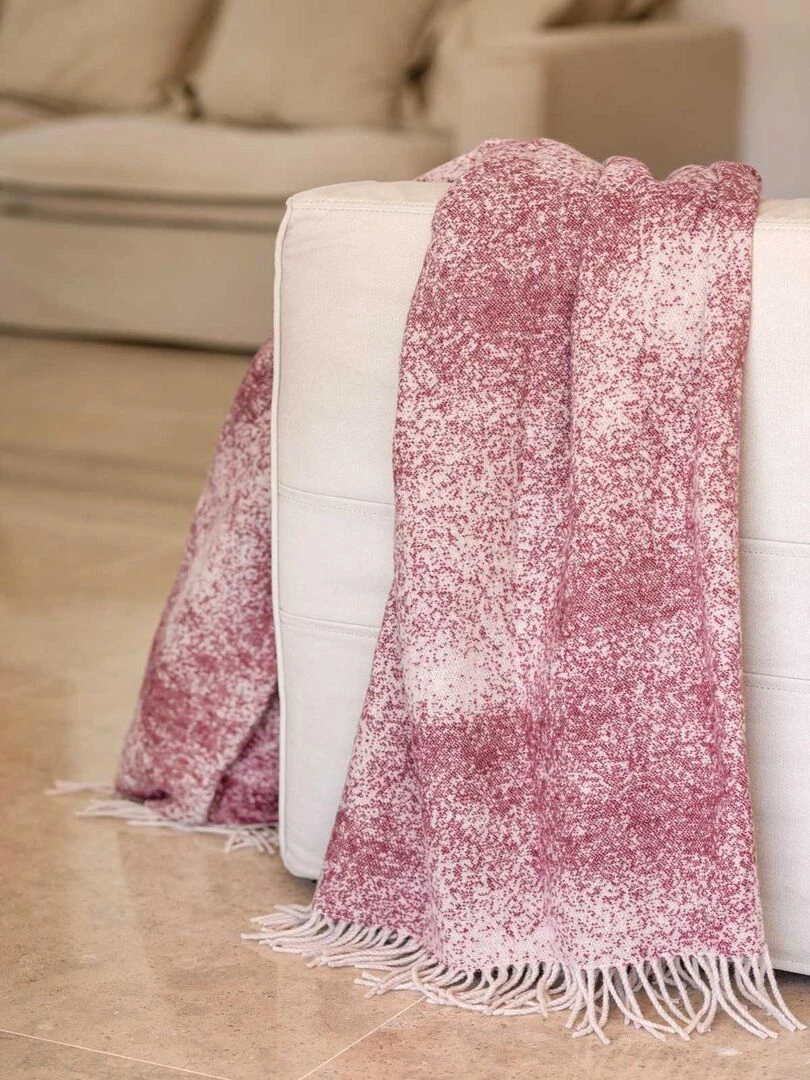 Plaid en Jacquard Effet Laineux Rouge cerise