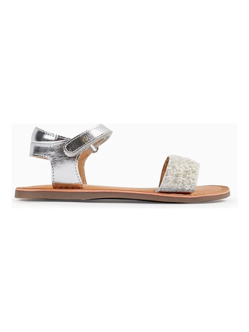 Sandales en cuir à sequins pour fille CÉRÉMONIE Blanc