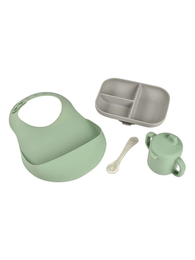 Coffret repas en silicone les essentiels (4 pièces) Gris Vert Gris
