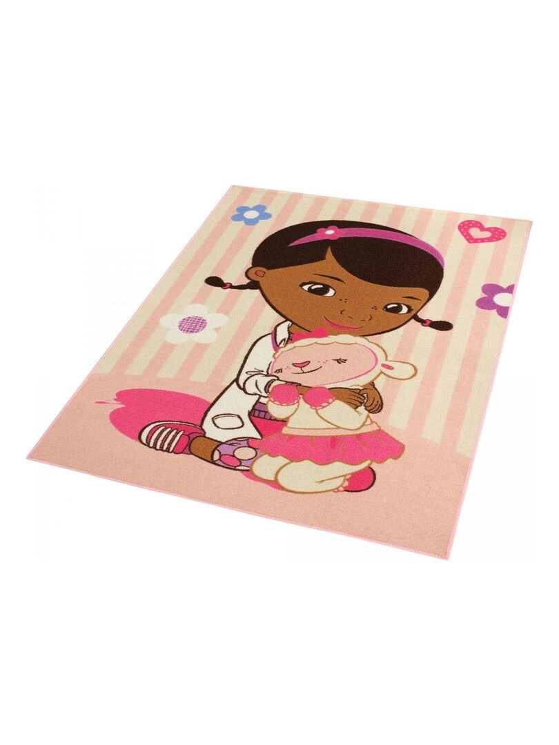Tapis enfant DOC ET LAMBIE Rose 95x133 Fait en Europe Rose