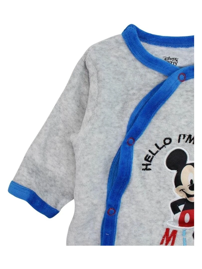 Disney   Grenouillere bébé garçon imprimé Mickey en coton   Gris