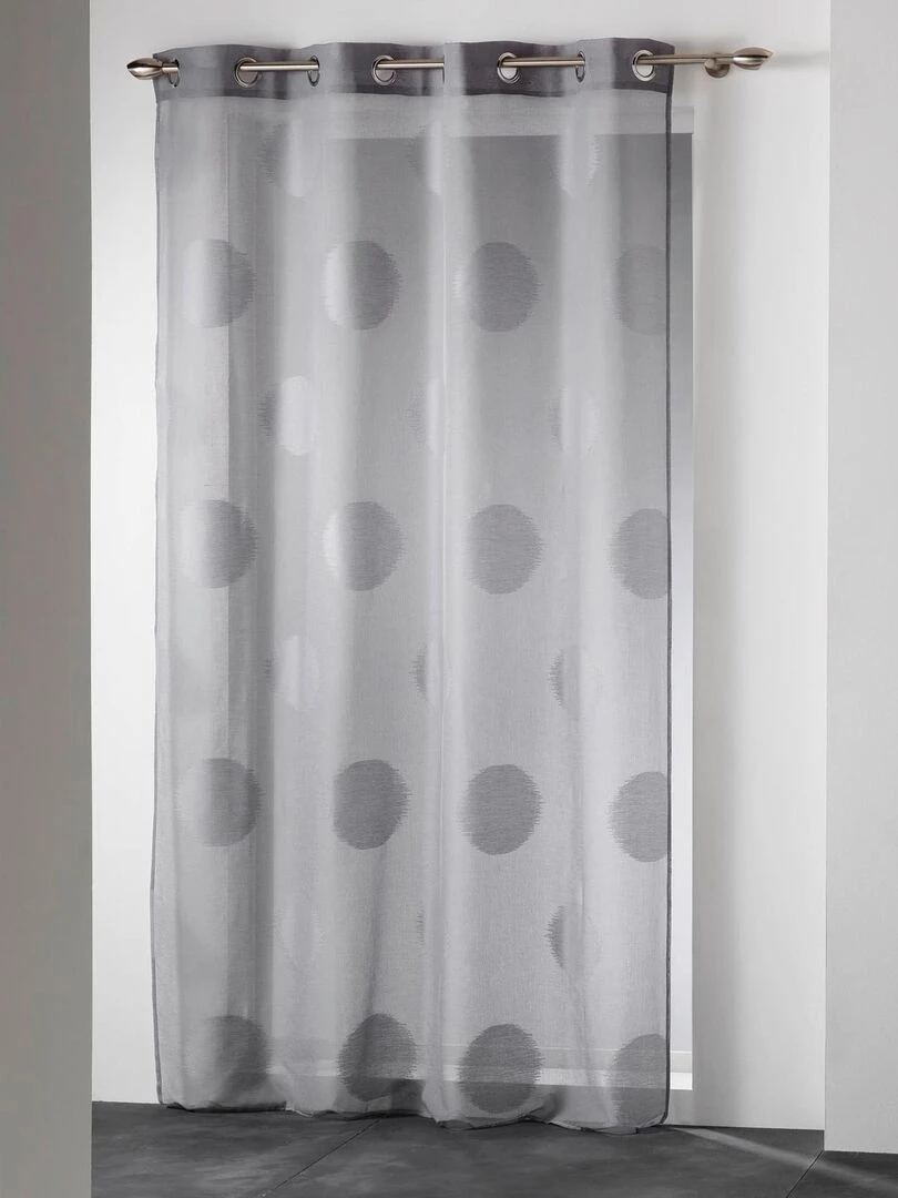 Voilage en jacquard design à pois Gris clair