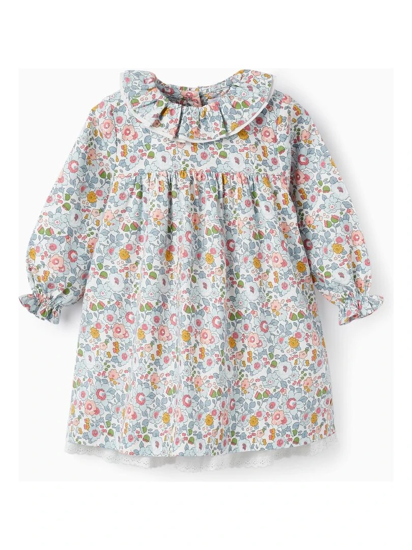 Robe à fleurs avec volants pour bébé fille manches longues ROYALS OFF DUTY Blanc