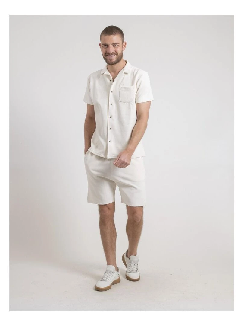 Chemise manches courtes maille coton DATACUBA   Beige