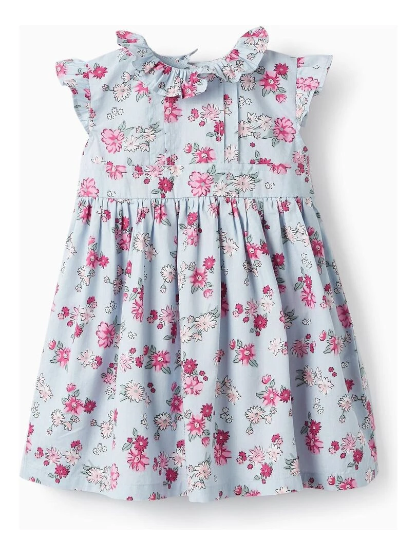 Robe Florale avec Volants pour Bébé Fille manches courtes PICASSO Bleu