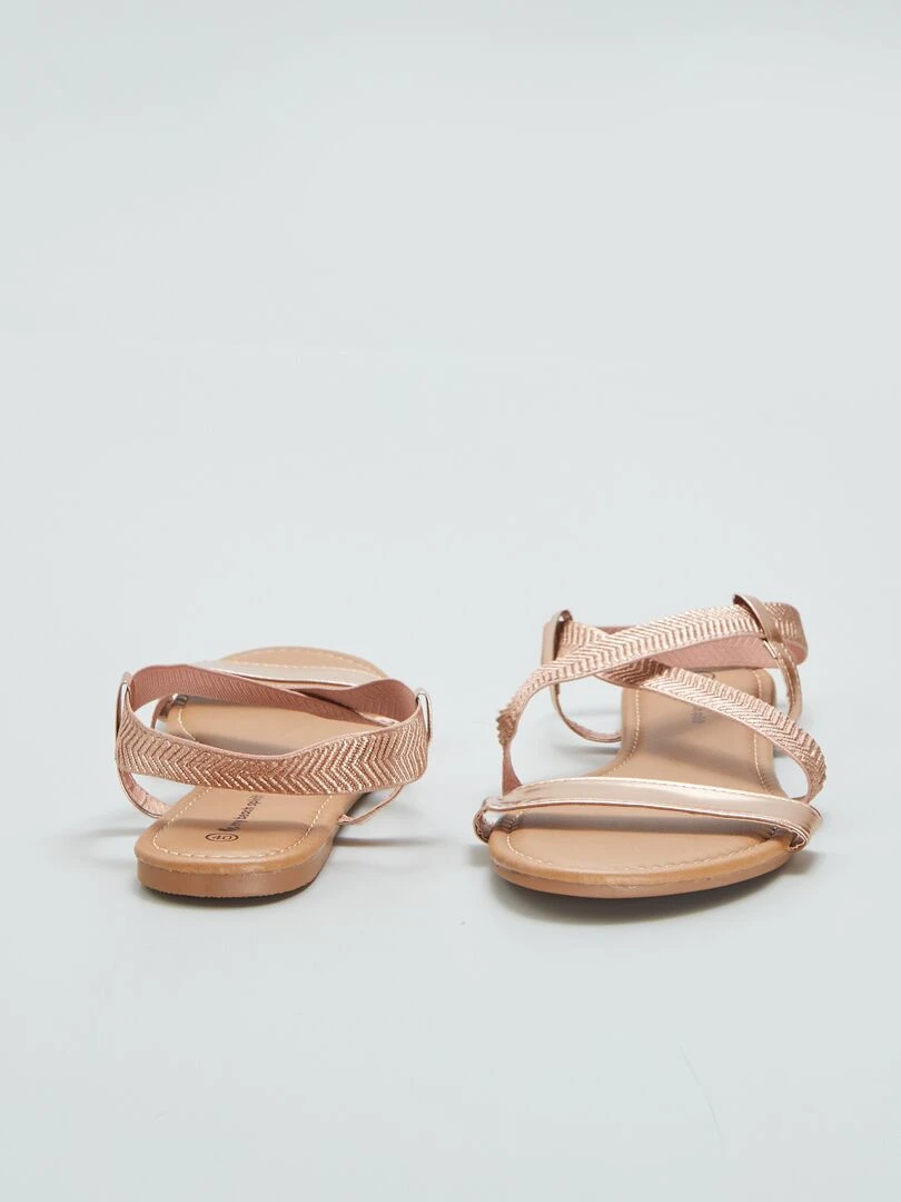 Sandales plates brides élastiques   Rose