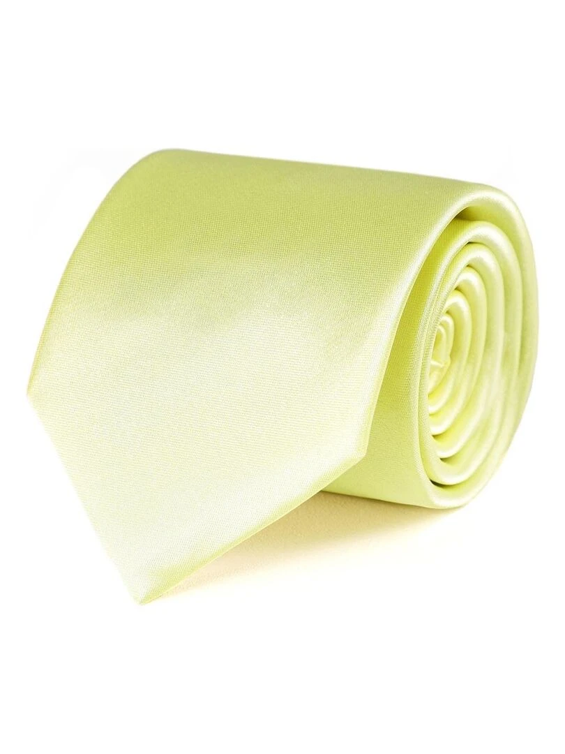Cravate Satin Unie Fabriqué en Europe Jaune pâle
