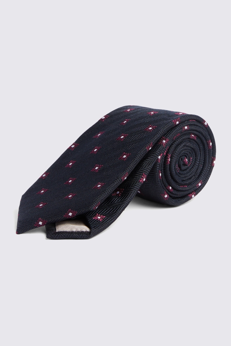 Navy & Wine Geo Silk Tie Buy Online at Moss