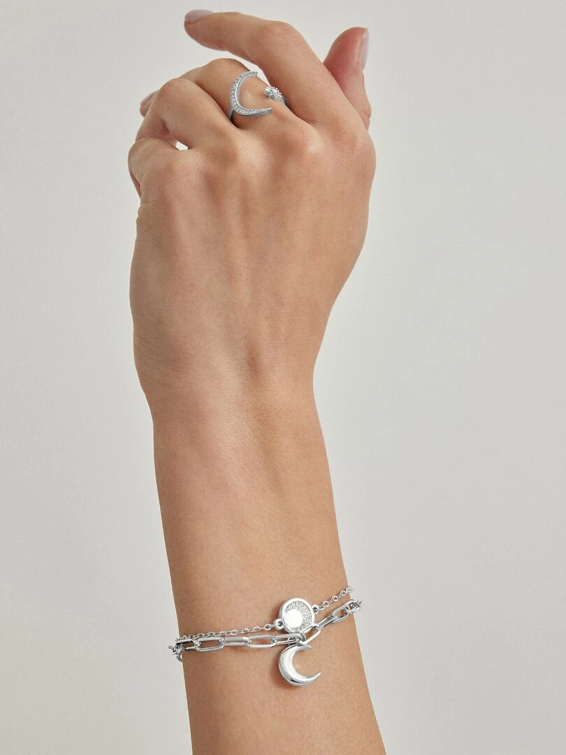 Bracelet Luna  en zircone brillante rhodiée   Multicolore