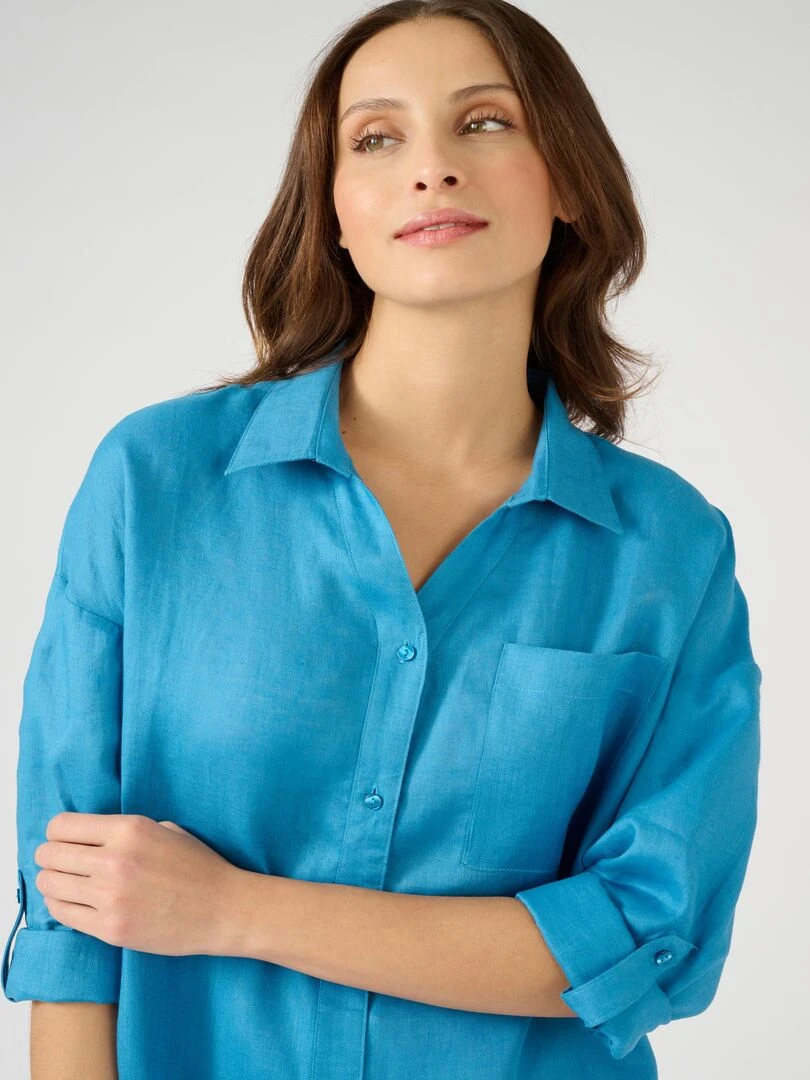 Chemise pur lin Damart Bleu