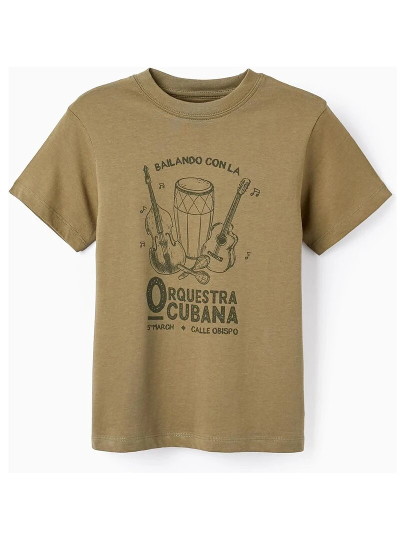 T Shirt De Coton Pour Garçon 'Bailando' manches courtes Vert foncé