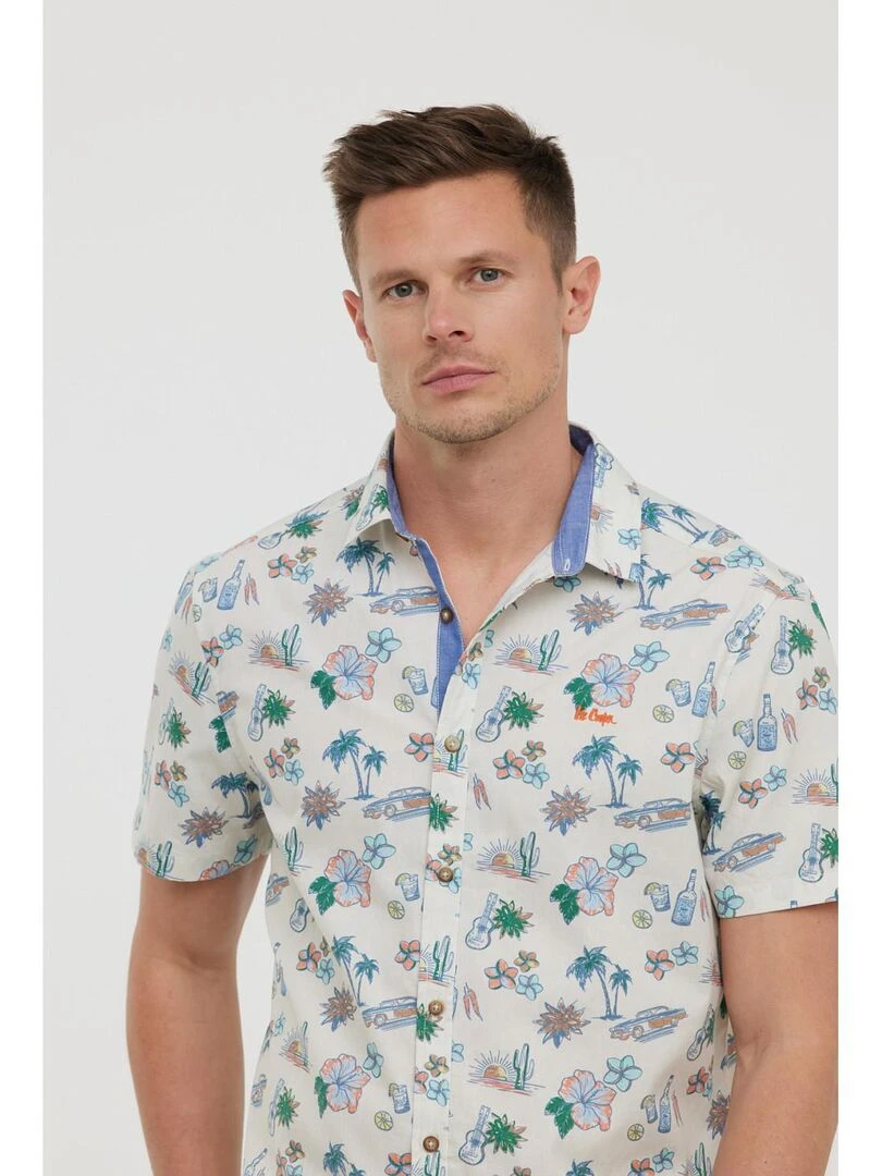 Lee Cooper Chemise manches courtes coton relaxed DIEGO MC Beige