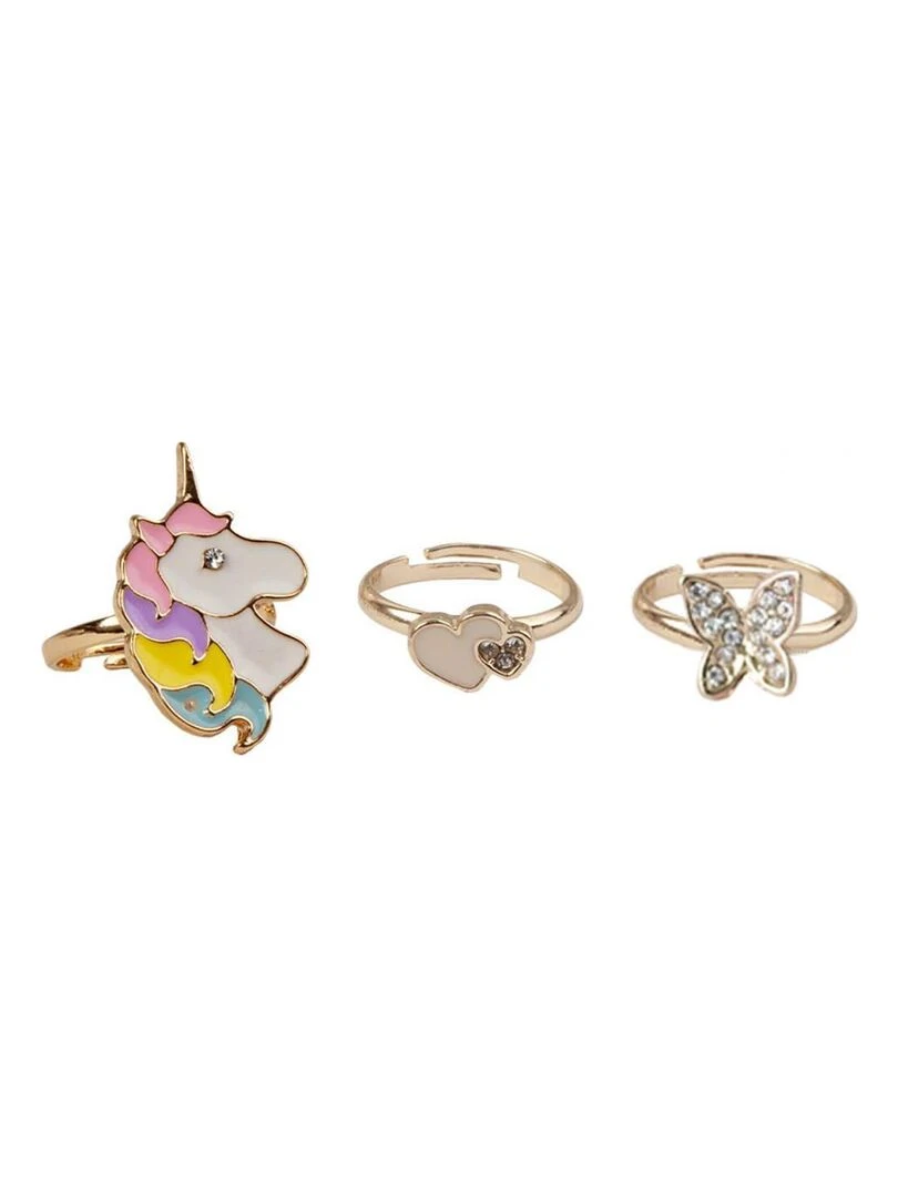Bagues Boutique Butterfly & Unicorn Rings  3 Pcs   N/A