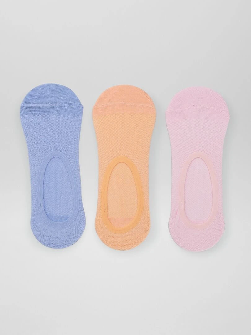 Lot de 3 paires de chaussettes invisibles Violet/orange/bleu