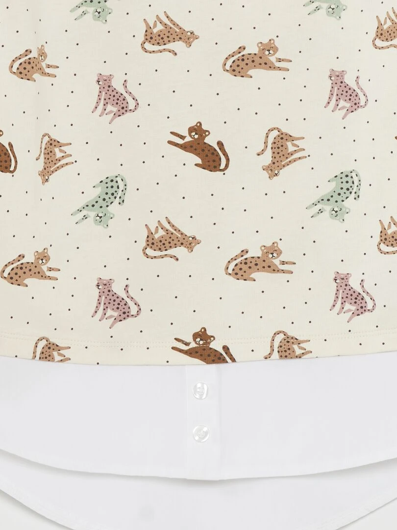 T shirt manches longues bouffantes Beige