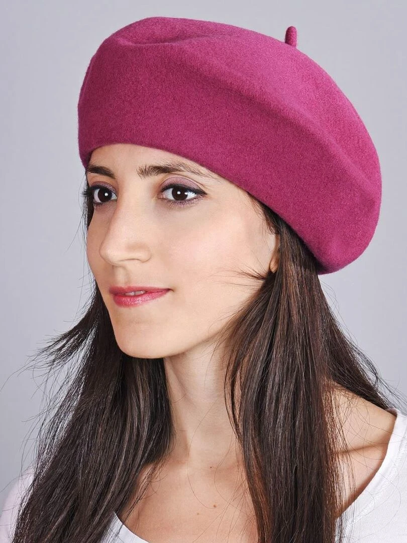 Béret Feutre de Laine Yva Made in UE Rose fushia